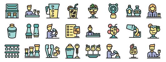 Bartender preparing cocktails and serving drinks in stylish bar vector