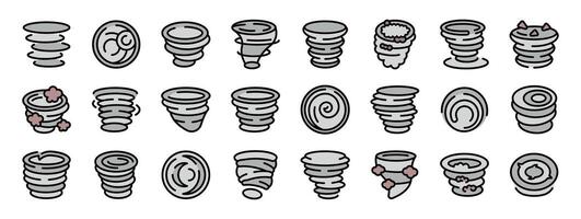 Collection of tornado icons representing destructive weather events vector