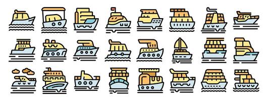 Collection of various stylized yacht icons floating on water vector