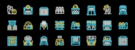 Bowling neon icons set illuminating the fun of striking down pins vector