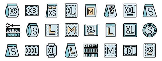 Clothes sizes showing extra small, small, medium, large and extra large dimensions vector