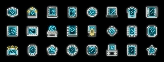 Makeup mirrors with neon light effect showing variety of shapes and sizes vector