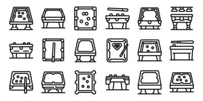 Snooker table icons set. Billiard tables representing different game types and playing perspectives vector