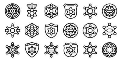 Sheriff badge icons set. Sheriff star icons showing authority and law enforcement vector