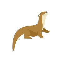 Cute otter looking up raising head watching observing vector