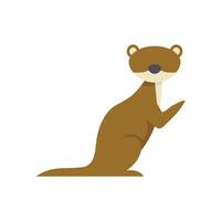 Cute brown river otter waving paw sitting up isolated vector
