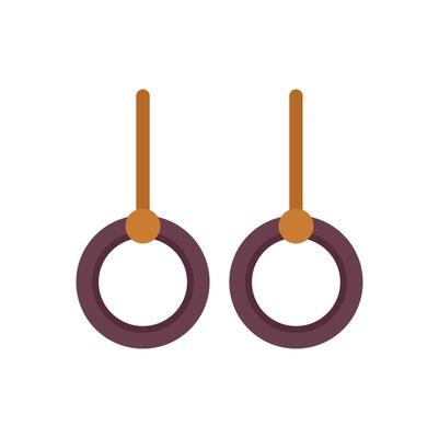 Pair of gymnastic rings hanging on white background