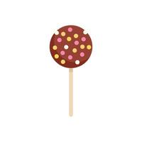 Chocolate cake pop covered with sprinkles on stick vector