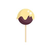 Chocolate cake pop covered in white chocolate on a stick vector