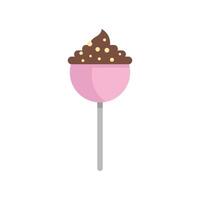 Pink cake pop covered with chocolate icing and sprinkles on a stick vector