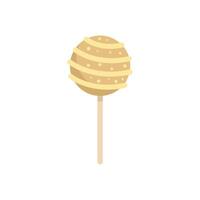 Round yellow cake pop on a stick with white drizzle vector