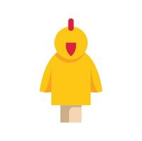 Cute yellow chicken puppet standing on white background vector