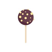 Chocolate cake pop covered with white chocolate dots on white background vector