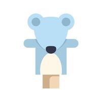 Blue mouse puppet standing on wooden stage for entertainment vector