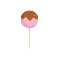 Pink cake pop covered in chocolate on a stick vector