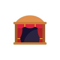 Empty theater stage with red curtains and wooden frame vector