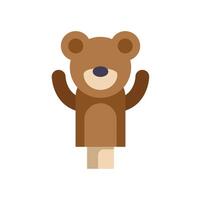 Brown bear hand puppet waving with both hands vector
