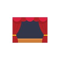Red stage curtains opening on blank stage with wooden floor vector