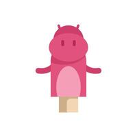 Pink hippopotamus hand puppet toy for children playing vector