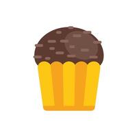 Chocolate cupcake covered with chocolate sprinkles sitting in yellow wrapper vector