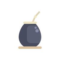 Traditional calabash cup with bombilla for drinking yerba mate vector