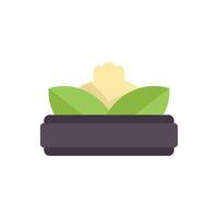 Freshly harvested cauliflower growing in a pot with copy space vector