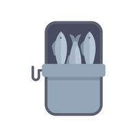 Opened tin can full of sardines for preserving fish vector