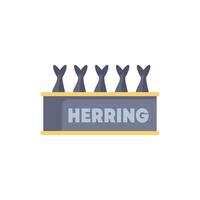 Open rectangular tin can full of herring preserves vector