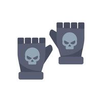 Pair of black fingerless gloves showing skull symbol for bikers vector