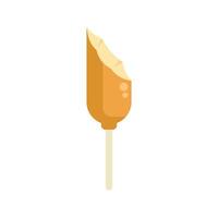 Bitten corn dog on a stick being enjoyed as a snack vector
