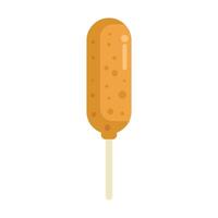 Corn dog being dipped in batter on a stick vector