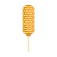 Corn dog being dipped in batter on a stick icon vector