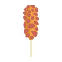 Korean corn dog covered in pieces of sausage on a stick vector