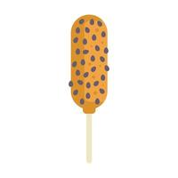 Delicious corn dog covered in chocolate and sprinkles icon in flat style vector