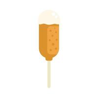 Corn dog dipped in batter on a stick with mustard topping icon vector