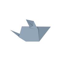 Origami rhino folded from gray paper vector