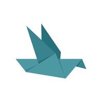 Single origami bird is flying with folded wings vector