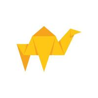Yellow origami camel folded from paper vector