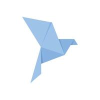 Light blue origami bird flying with folded paper wings vector