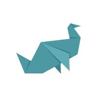 Origami swan folded from teal paper vector