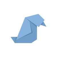 Blue origami bird folded from paper vector