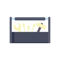 Toolbox holding hand tools including hammer and wrench vector