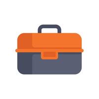 Orange and grey toolbox holding work tools for construction vector