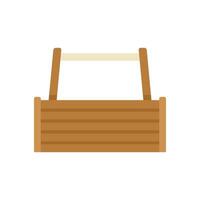 Empty wooden toolbox with metal handle on white background vector