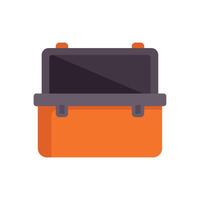 Empty open plastic toolbox holding important tools for construction and repair vector