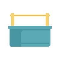 Empty plastic container with wooden handle for storing food or other stuff vector