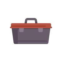 Grey plastic toolbox with red lid closed and handle for repairman vector