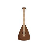 Brown lute musical instrument with strings for playing music vector