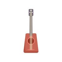 Red acoustic guitar with four strings standing upright vector