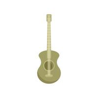 Acoustic guitar standing up with six strings isolated on white background vector